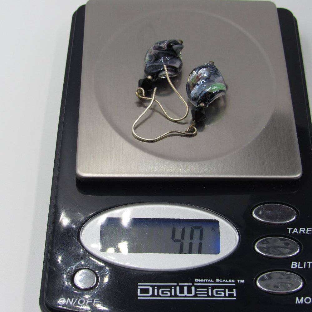 Sterling Silver Unique Glass Dangle Earrings - image 5